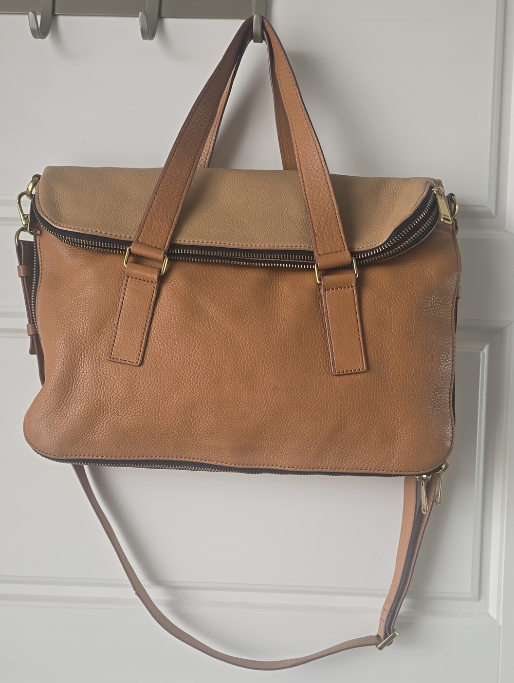 Fossil Preston Camel/Tan Expandable Leather Bag